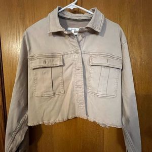 Splendid Collections cropped raw hem light mauve jacket size L NWOT